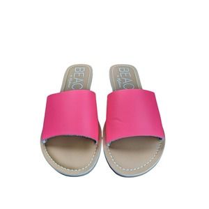 Beach By Matisse Women's Cabana Slide Flat Sandal Natural Leather Hot Pink US 7M